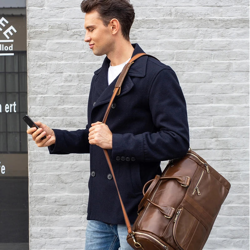 Mala de Viagem de Couro Genuíno - Clássica